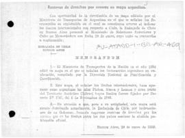 Chilean note to Argentina reserving Chilean rights in connection with an Argentine map depicting ...