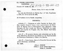Argentina, Decree no. 13,863 M.464 replacing the representative of the Department of the Navy on ...