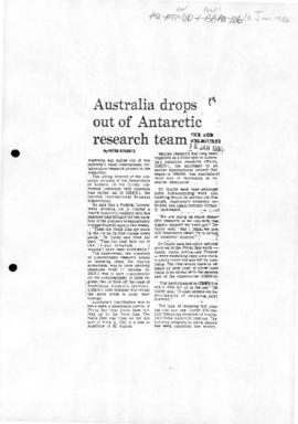 Roberts, Peter "Australia drops out of Antarctic research team" The Age