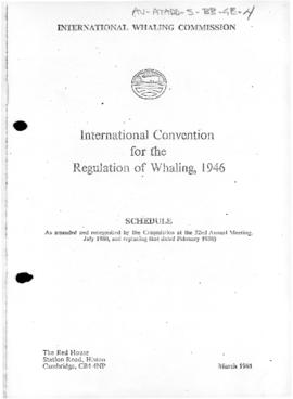 Schedule to the International Convention for the regulation of whaling