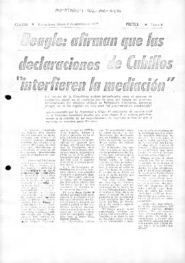 Argentine press article concerning the Beagle Channel dispute