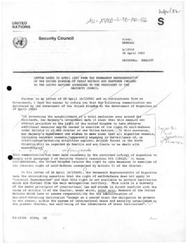 British note to the United Nations Security Council replying to the Argentine assertion that the ...