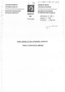 Thirteenth Antarctic Treaty Consultative Meeting (Brussels) Meeting paper 19 Revision 4 "Fin...