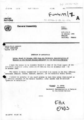 United Nations General Assembly, Forty-first session, First Committee, "Letter dated 16 Octo...