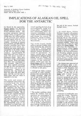 Antarctic and Southern Ocean Coalition, "Implications of Alaskan oil spill for the Antarctic...