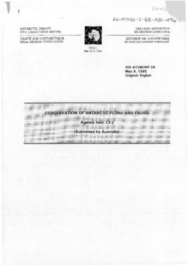 Nineteenth Antarctic Treaty Consultative Meeting (Seoul) Working paper 29 "Conservation of A...