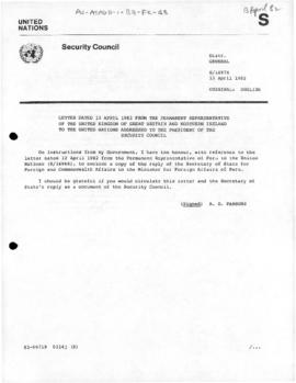 United Nations Security Council, correspondence and debates concerning military activities at the...