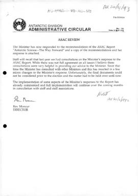 Australia, Antarctic Division, Administration Circular, ASAC Review