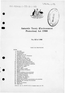 Australia, Antarctic Treaty (Environment Protection) Act 1980