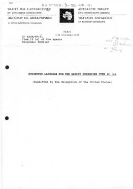 Fifteenth Antarctic Treaty Consultative Meeting, Paris, Working paper 51 "Suggested language...