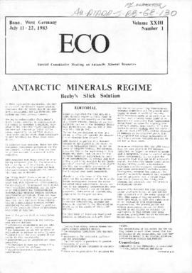 Environment campaign newsletters, "Antarctic minerals regime: Beeby's slick solution" a...