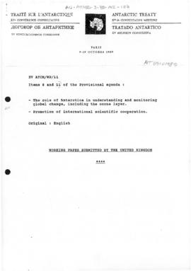 Fifteenth Antarctic Treaty Consultative Meeting, Paris, Working paper 11 "The role of Antarc...