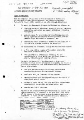 Terms of reference of the Antarctic Science Advisory Committee