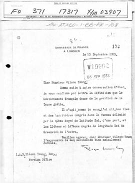 Correspondence concerning the limits of Adélie Land