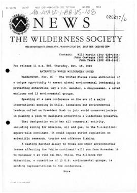 The Wilderness Society, press release concerning United States Antarctic environment policy
