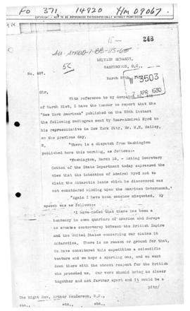 British note concerning intentions of Admiral Byrd