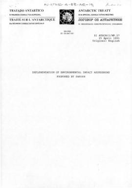 Eleventh Special Antarctic Treaty Consultative Meeting, second session (Madrid), working paper. X...