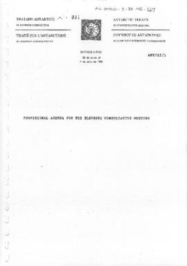 Eleventh Antarctic Treaty Consultative Meeting (Buenos Aires), Working paper 1 "Provisional ...