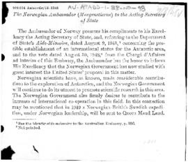 Norwegian note to United States rejecting proposal for international regime for Antarctica