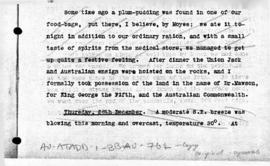 Australasian Antarctic Expedition, Report of Frank Wild taking possession of land at Possession R...