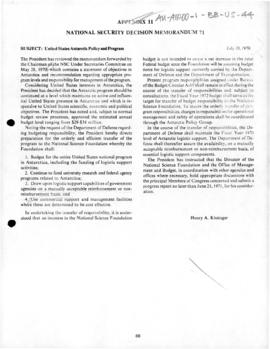 United States, National Security Division memorandum 71 concerning Antarctic policy