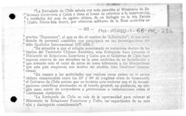 Chilean note to Argentina concerning the establishment of the Argentine Shelter "Libertador&...