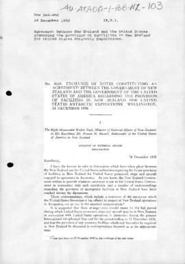 Agreement between New Zealand and the United States concerning facilities to support US Antarctic...