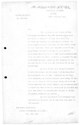 Norwegian note to the United Kingdom concerning the application of the Order in Council establish...