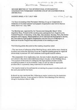 Nineteenth Antarctic Treaty Consultative Meeting (Seoul) Information paper 26 "Second meetin...