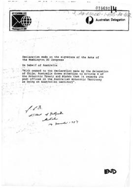 Universal Postal Union, Australian declaration