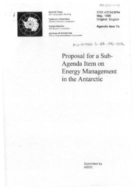 Twenty-second Antarctic Treaty Consultative Meeting (Tromsø) Information paper 94 "Proposal ...