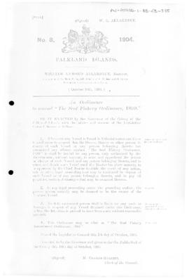 Falkland Islands, Seal Fishery Amendment Ordinance, no 8 of 1904