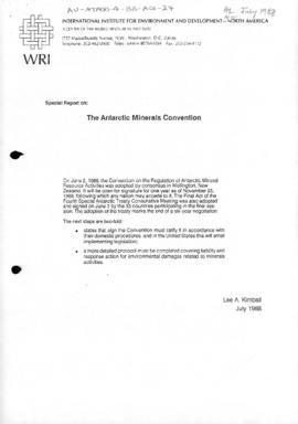 International Institute for Environment and Development "Special Report on the Antarctic Min...