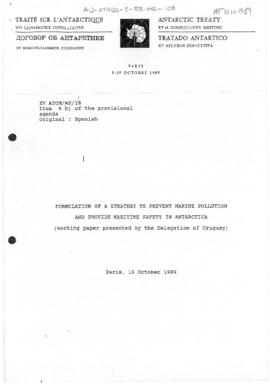 Fifteenth Antarctic Treaty Consultative Meeting, Paris, Working paper 18 "Formulation of a s...