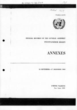 United Nations General Assembly, 24th session, correspondence concerning the Falkland Islands/Isl...