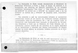 Chilean note to Argentina reserving Chilean rights in connection to Argentine shelters of San Jua...