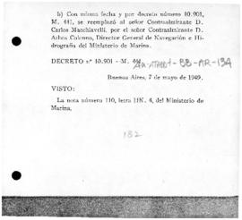 Argentina, Decree no. 10,901 M.441 replacing a representative of the Ministry of the Navy on the ...