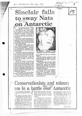 Press article "Conservationists and miners are in battle over Antarctic" The Age and re...