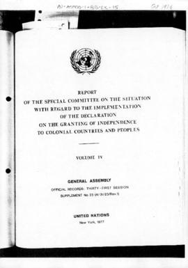 United Nations General Assembly, 31st session, Report of the Special Committee on the situation w...