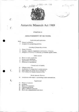 United Kingdom, Antarctic Minerals Act 1989