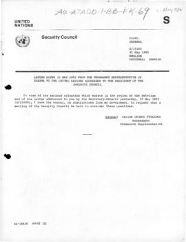 United Nations Security Council, documents concerning the Falklands/Malvinas conflict, May-June 1982