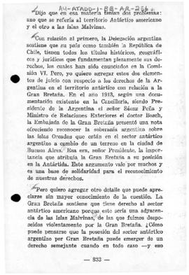 Argentine statement commenting upon the British claim to the Falkland (Malvinas) Islands and Anta...