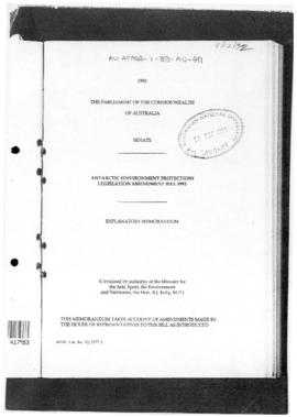 Australia, Senate, Antarctic (Environment Protection) Legislation Amendment Bill 1992, Explanator...
