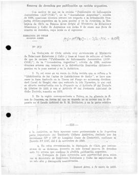 Chilean note to Argentina reserving rights in response to Argentine publication claiming Chilean ...