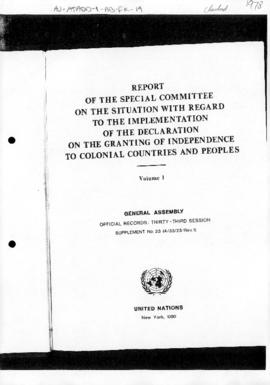 United Nations General Assembly, 33rd session, Report of the Special Committee on the situation w...