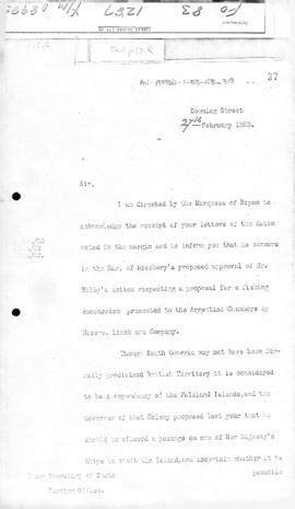 Colonial office letter to British Foreign Office concerning status of South Georgia
