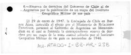 Report of a Chilean memorandum to Argentina reserving Chilean rights with regard to an Argentine ...