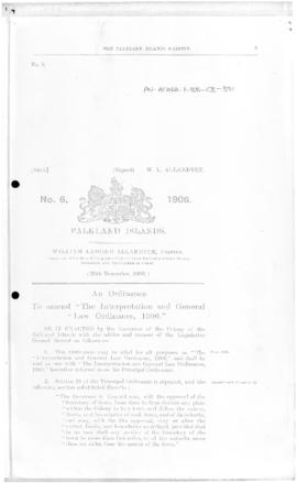Falkland Islands, Interpretation and General Law Ordinance, no 6 of 1906