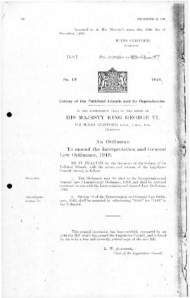 Falkland Islands Dependencies, Interpretation and General Law Ordinance, no 15 of 1949