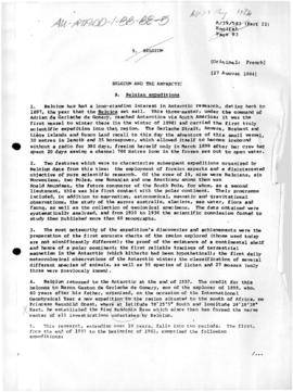 Belgium, United Nations General Assembly, "Belgium and the Antarctic", Document A/39/58...